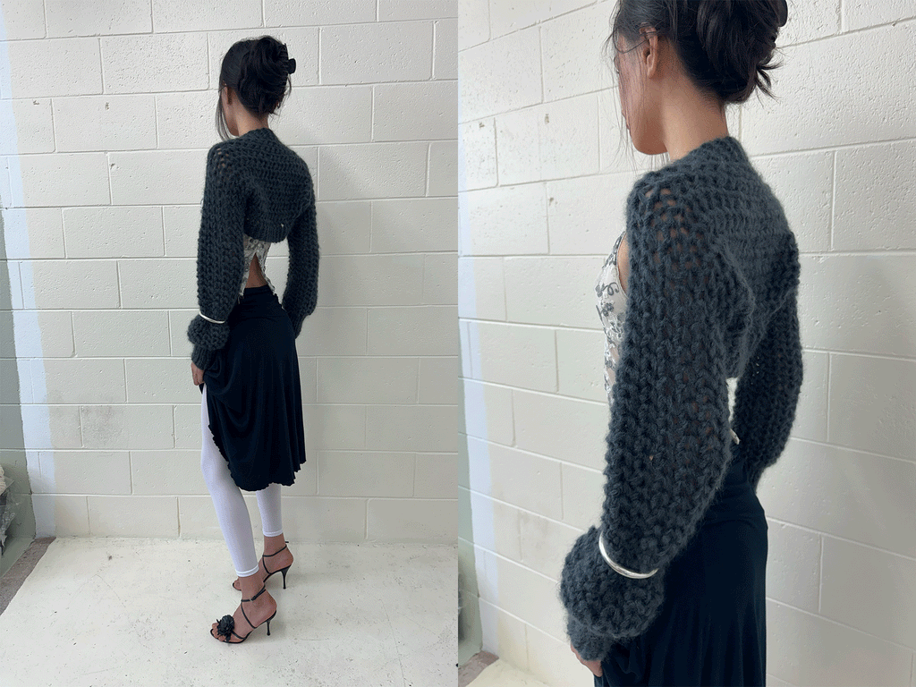 LACE BOLERO CHARCOAL PRE ORDER Frisson Knits