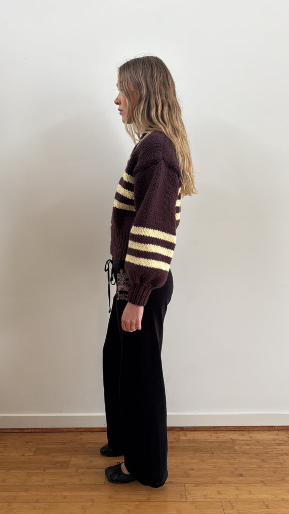SARAH SWEATER BROWN & YELLOW