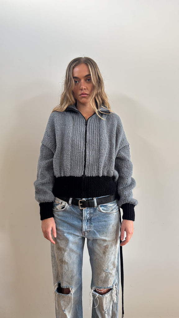 ROMA BOMBER BLUE WITH BLACK ZIP