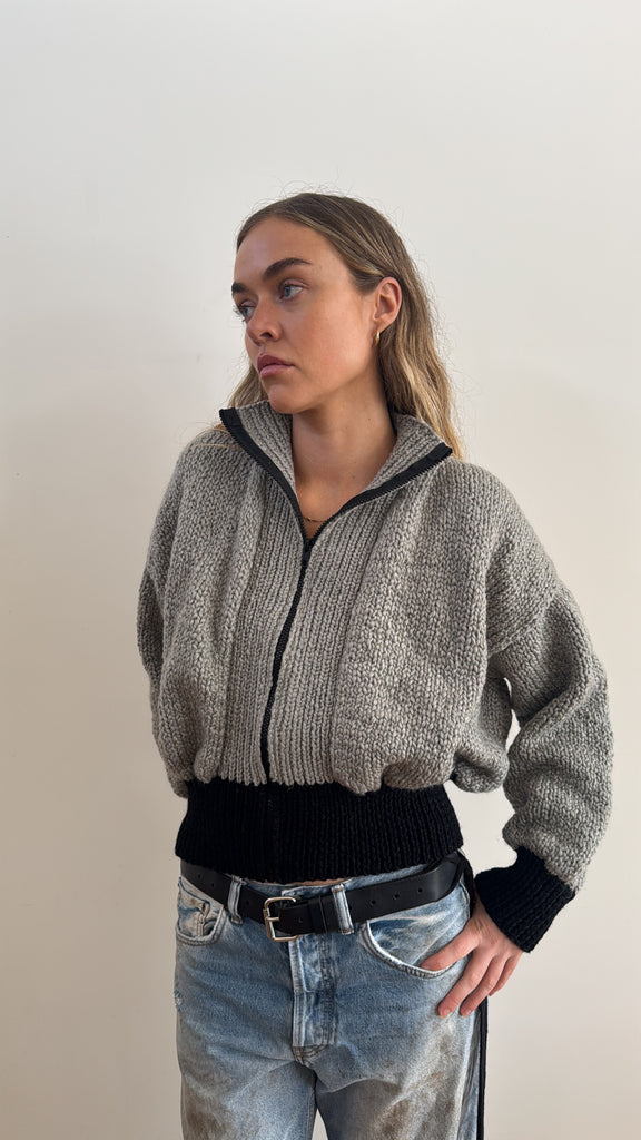 ROMA BOMBER GREY WITH BLACK ZIP