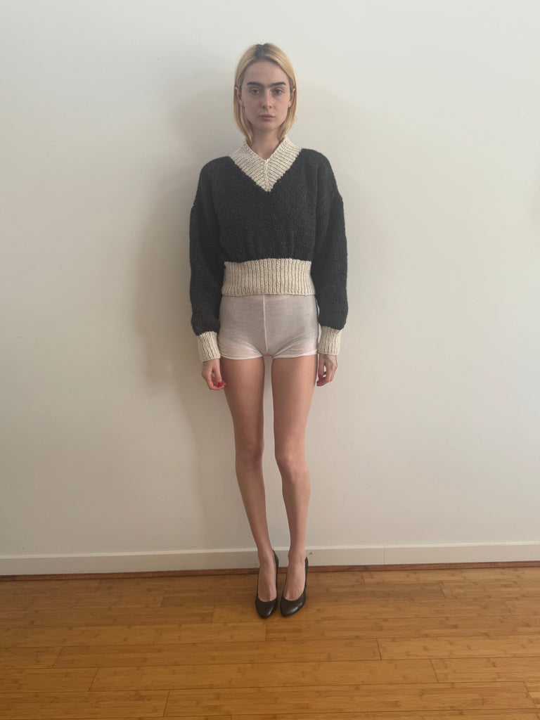 DAPHNE SWEATER CHARCOAL & CREAM