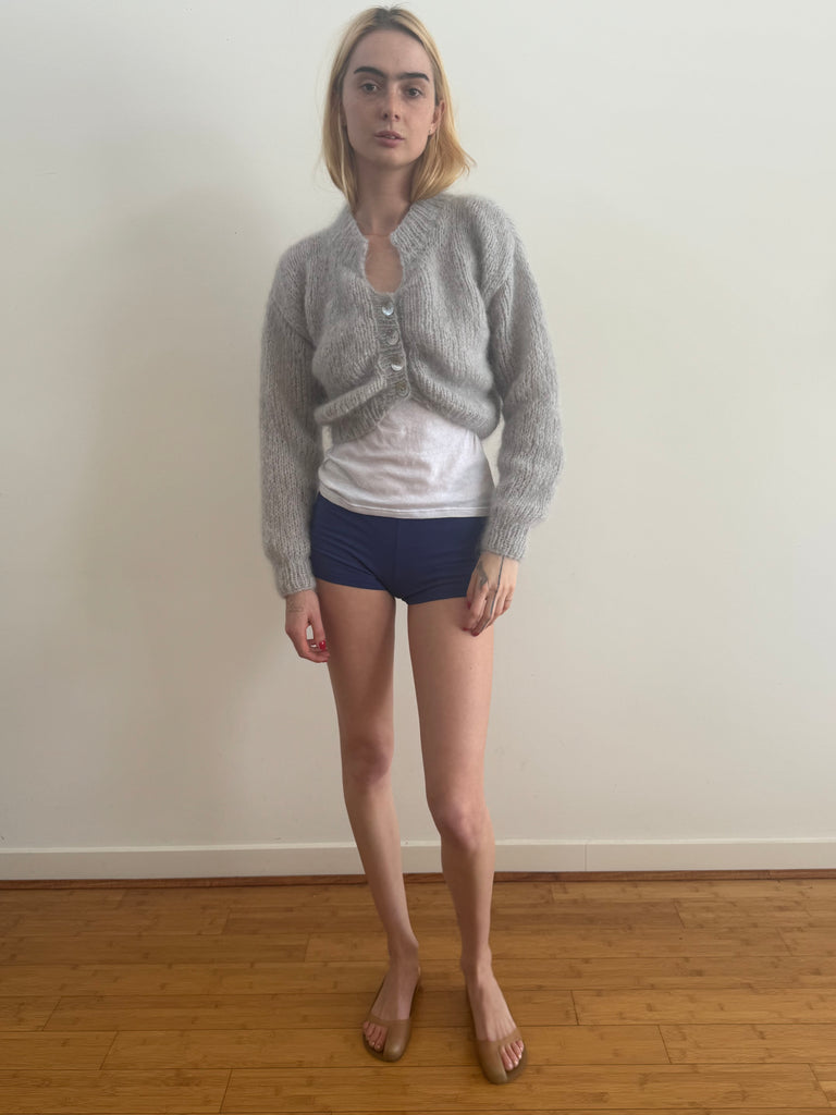 MINNIE MOHAIR CARDIGAN SILVER