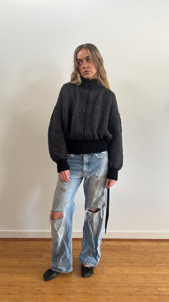 ROMA BOMBER CHARCOAL WITH BLACK ZIP