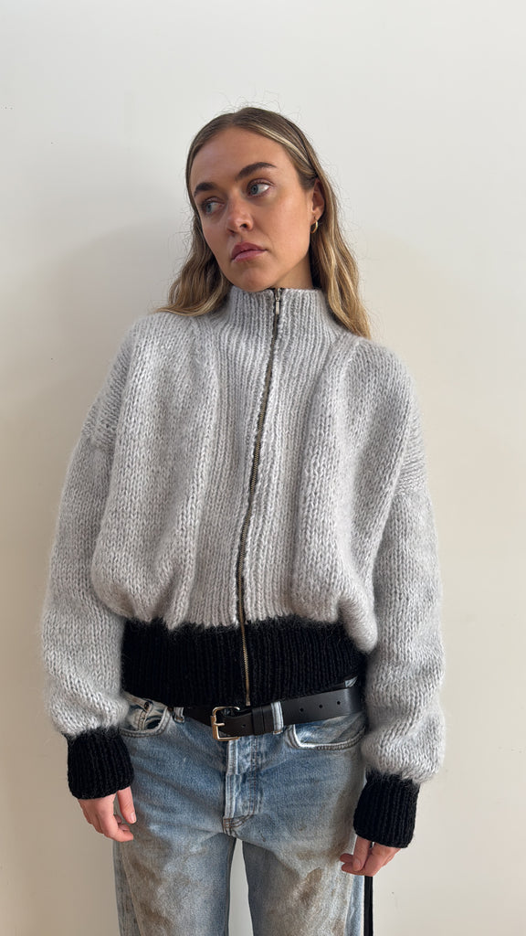 ROMA BOMBER SILVER WITH BLACK CUFFS