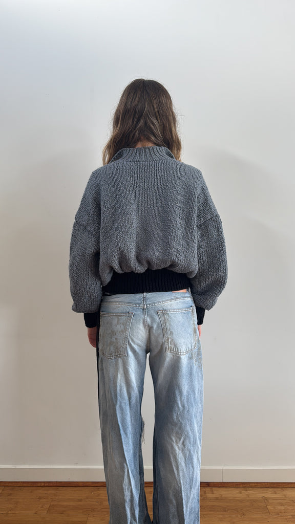 ROMA BOMBER BLUE WITH BLACK ZIP
