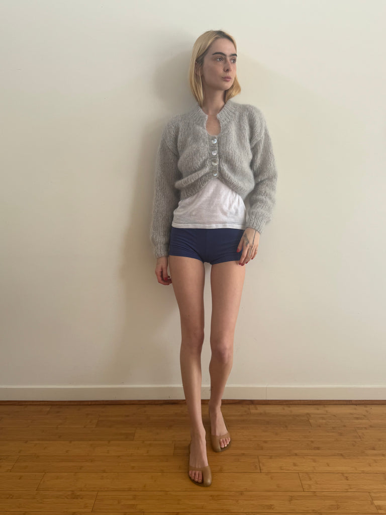 MINNIE MOHAIR CARDIGAN SILVER