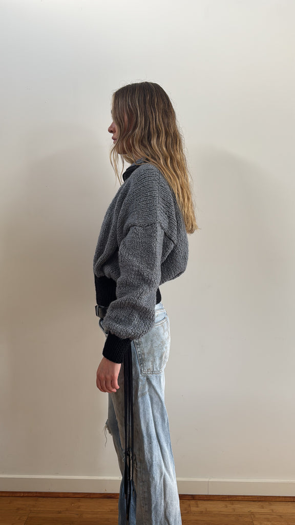 ROMA BOMBER BLUE WITH BLACK ZIP