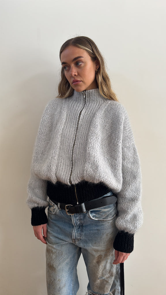 ROMA BOMBER SILVER WITH BLACK CUFFS