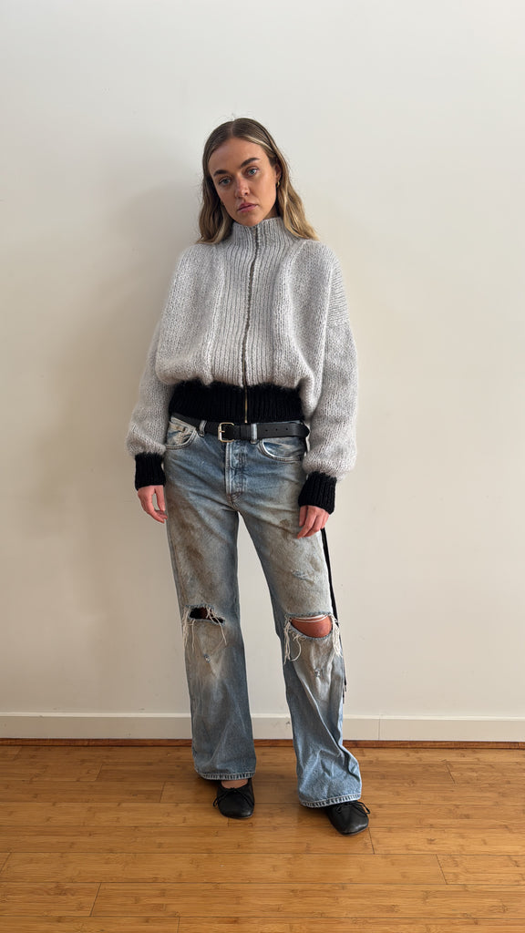 ROMA BOMBER SILVER WITH BLACK CUFFS