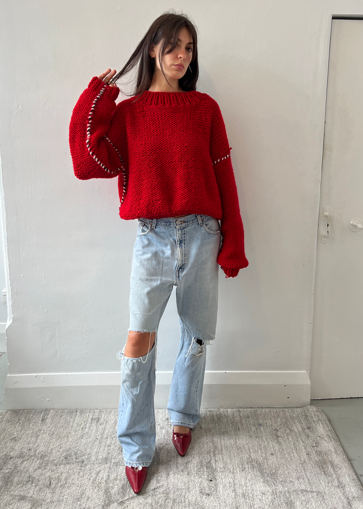 DECONSTRUCTED SWEATER RED (PRE ORDER)
