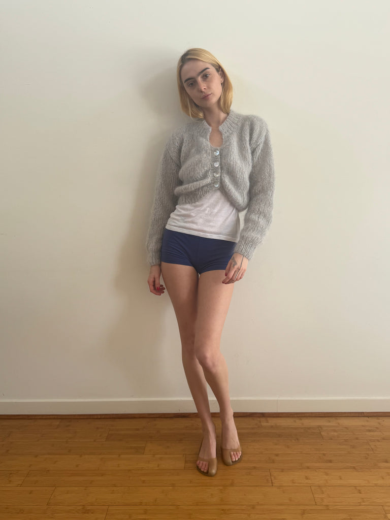 MINNIE MOHAIR CARDIGAN SILVER
