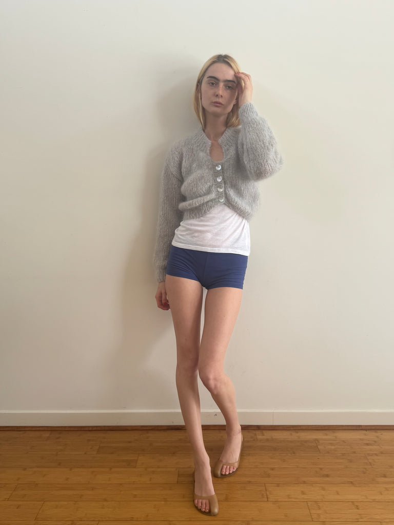 MINNIE MOHAIR CARDIGAN SILVER