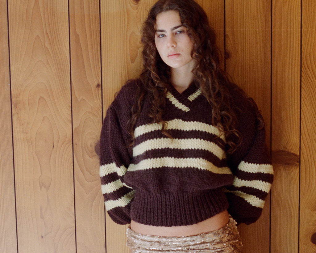 SARAH SWEATER BROWN AND YELLOW (PRE ORDER)