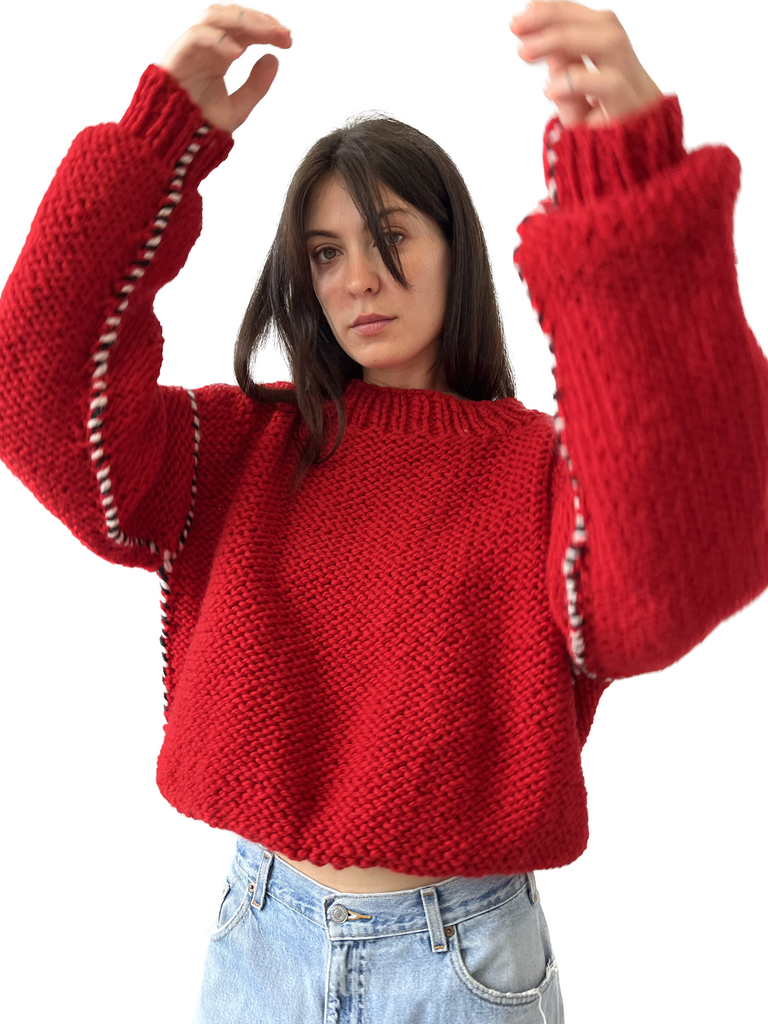 DECONSTRUCTED SWEATER RED (PRE ORDER)